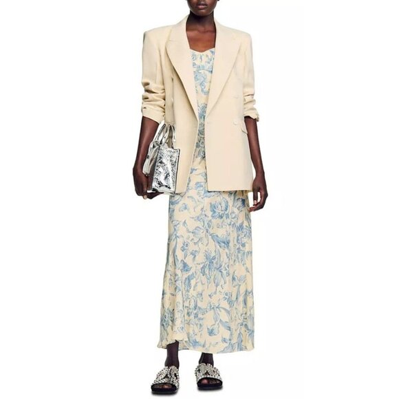 NEW Sandro Joselle Slip Corset Maxi Dress EU 36 US 4 2 Ecru Blue - Picture 2 of 9